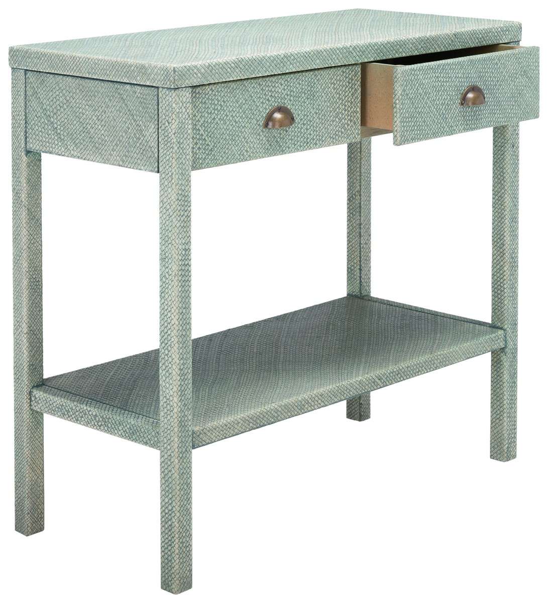Safavieh Asa 2 Drawer 1 Shelf Console Table - Turquoise | Console Tables | Modishstore - 2