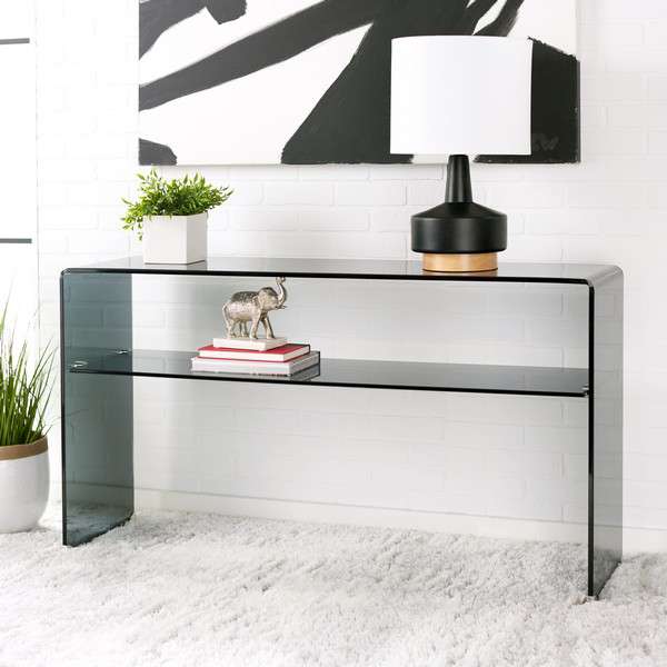 Safavieh Dash Tempered Glass 1 Shelf Console Table - Clear Grey | Console Tables | Modishstore