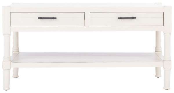 Safavieh Filbert 2 Drawer Coffee Table - Distressed White | Coffee Tables | Modishstore - 2
