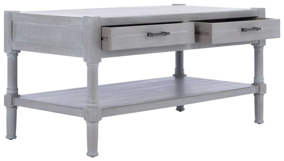 Safavieh Filbert 2 Drawer Coffee Table - White Washed Gray | Coffee Tables | Modishstore - 3
