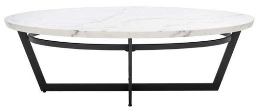 Safavieh Placido Oval Coffee Table - White Marble | Coffee Tables | Modishstore