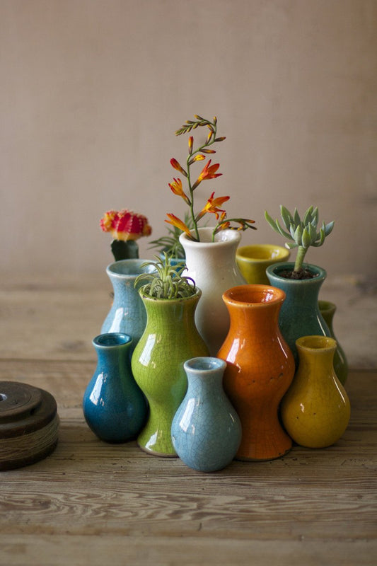 Kalalou Multi-Color Ceramic Vases - Set Of 13 | Modishstore | Vases