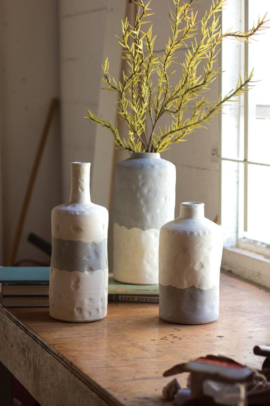 Kalalou Set Of 3 Ceramic Bottle Vases | Modishstore | Vases