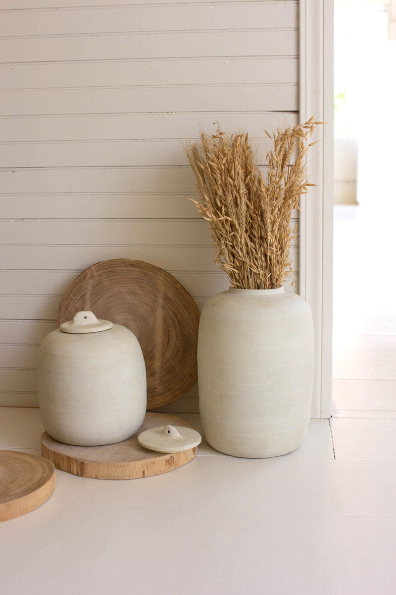White Ceramic Canisters Set Of 2 By Kalalou | Jars & Canisters | Modishstore - 4
