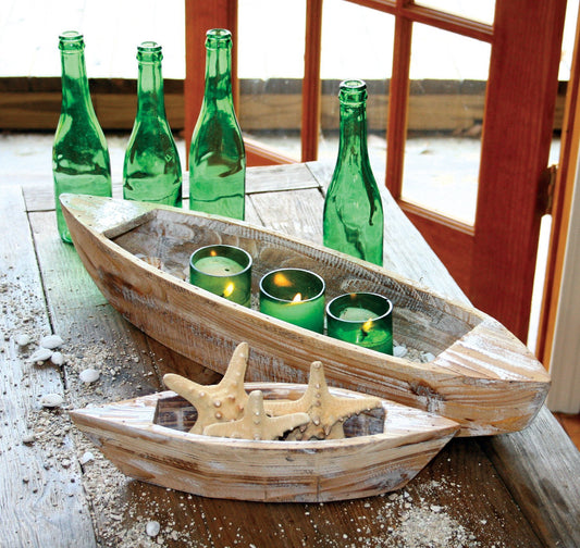 Kalalou Wooden Boats - Set Of 2 | Modishstore | Home Accents