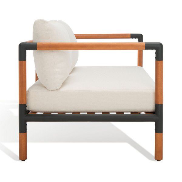 Safavieh Tommy Metal & Wood Patio Sofa - Black | Outdoor Sofas, Loveseats & Sectionals | Modishstore - 3
