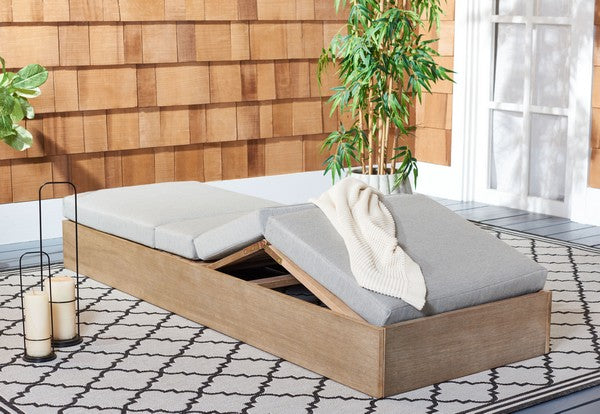 Safavieh Vincent Wood Chaise Lounge Chaise | Outdoor Chaise Lounges | Modishstore - 4