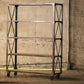 Kalalou Tall Iron And Wood Display With Five Shelves And Iron Casters | Modishstore | Shelves & Shelving Units