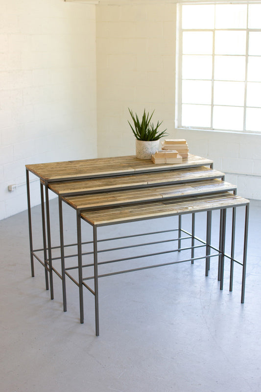 Kalalou Recycled Wood And Iron Display Consoles (Set Of 4) | Modishstore | Console Tables