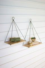 Triangle Shelves With Recycled Wood Set Of 2 By Kalalou