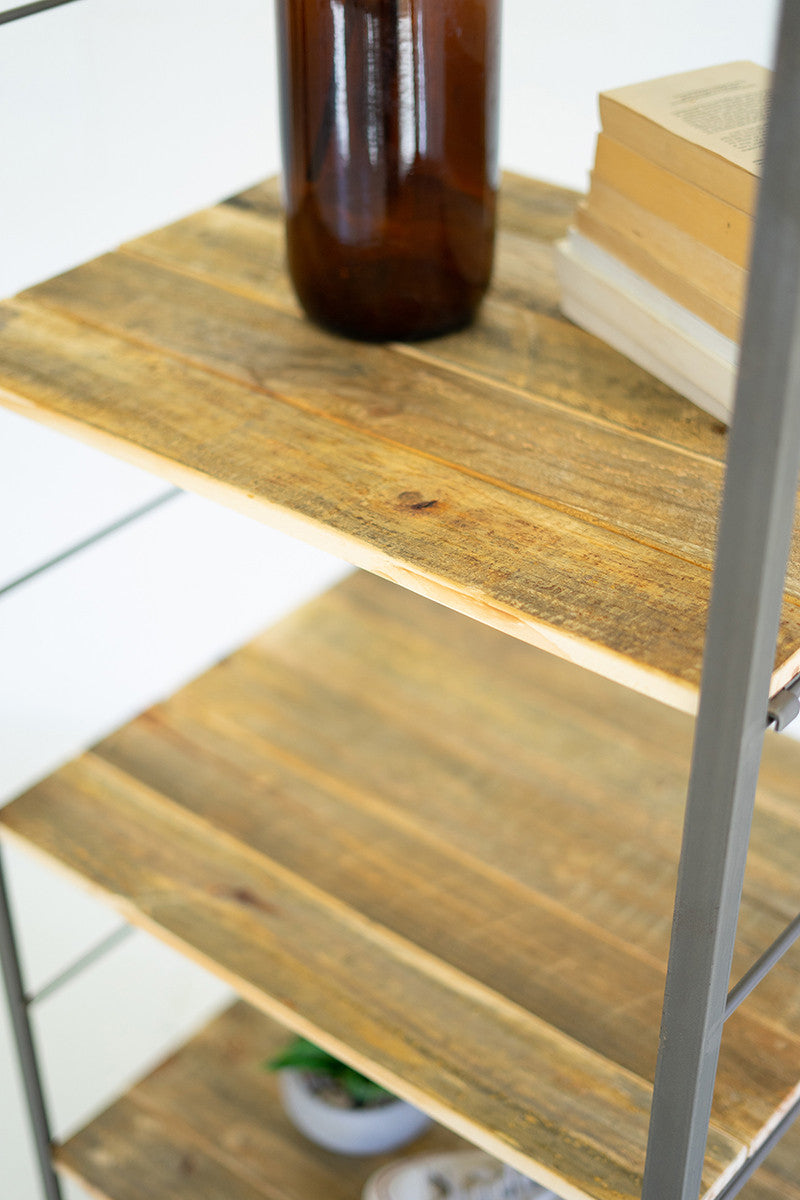 Tall Shelving Unit With Adjustable Recycled Wood Shelves By Kalalou-2