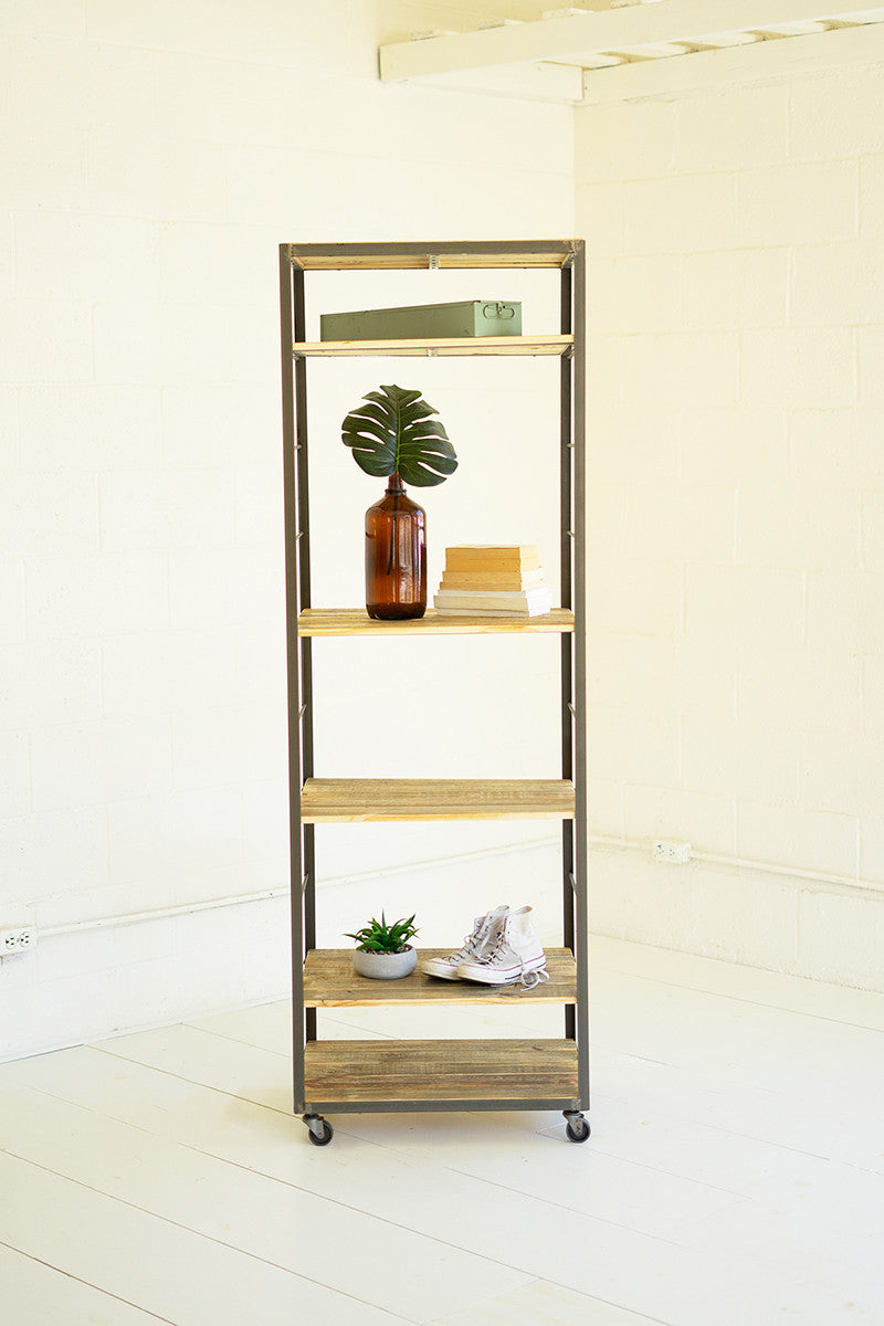 Tall Shelving Unit With Adjustable Recycled Wood Shelves By Kalalou-3