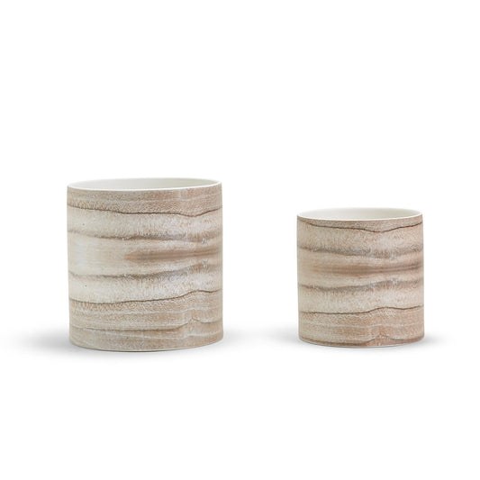 Set of 2 White Oak Planter - Ceramic By Two's Company | Planters, Troughs & Cachepots | Modishstore