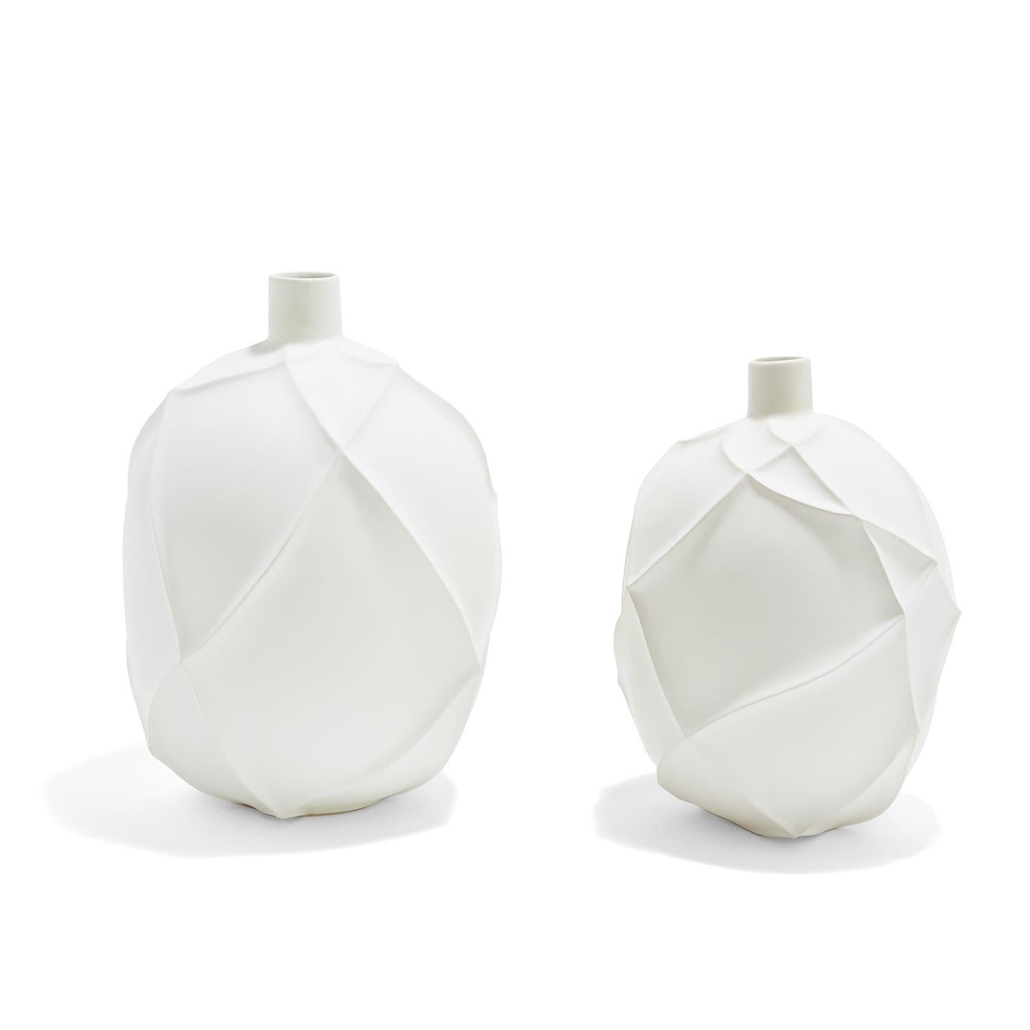 Matte Carved Ridges Vase Set Of 2 By Tozai Home | Vases | Modishstore -2