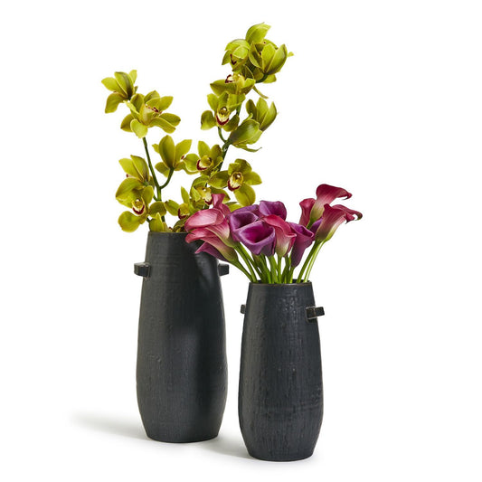 Athenea Set Of 6 Black Glazed Ware Side Handled Vase With Mottled By Tozai Home | Vases | Modishstore