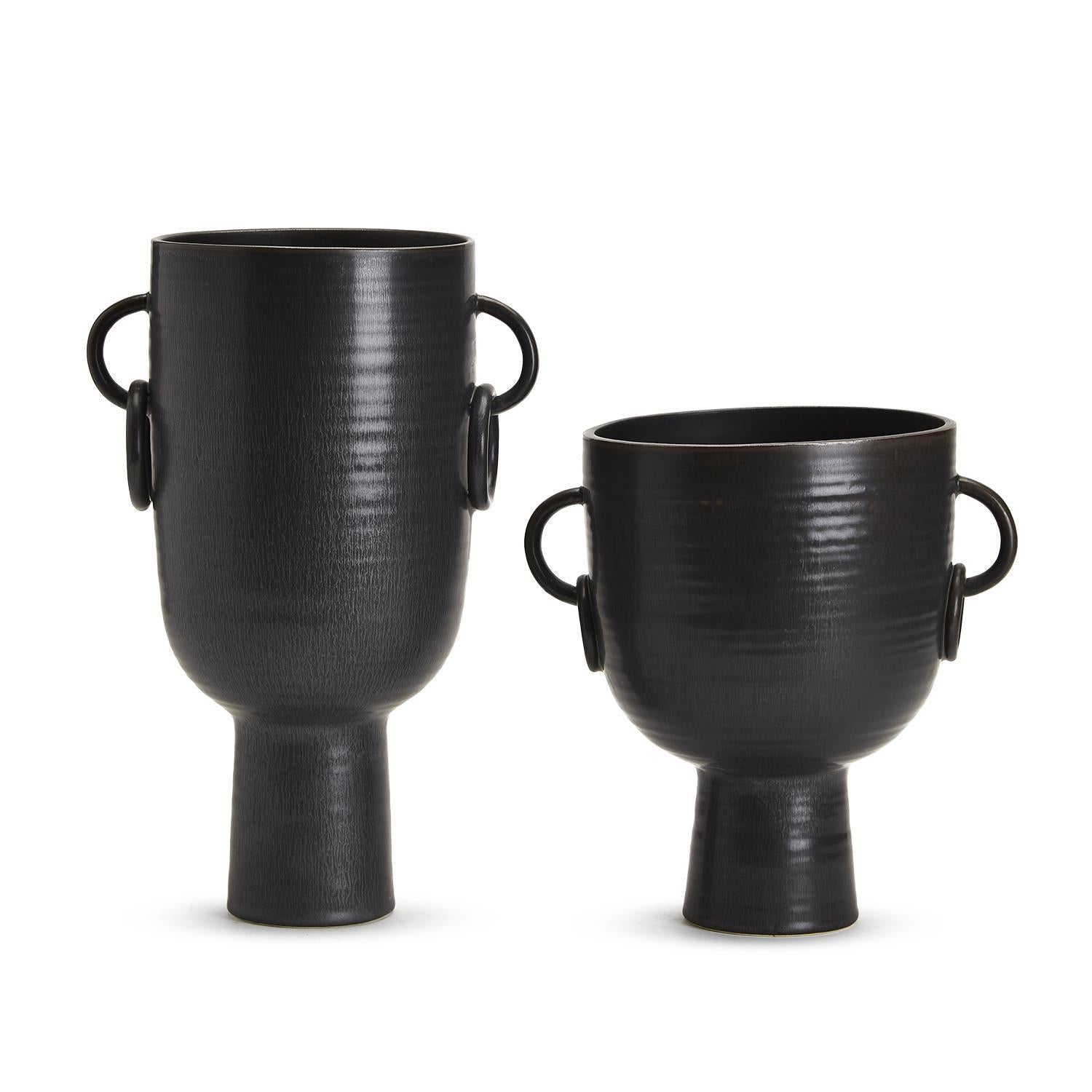 Black Glazed Cup Set Of 2 By Tozai Home | Vases | Modishstore -5