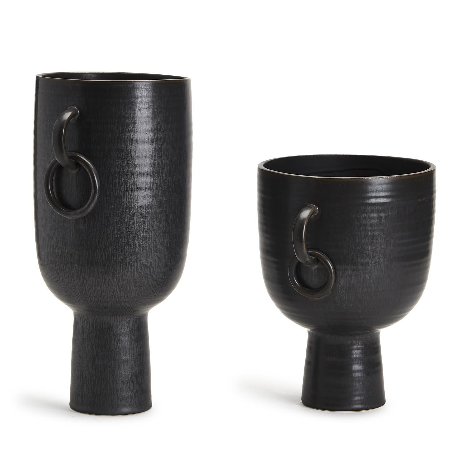 Black Glazed Cup Set Of 2 By Tozai Home | Vases | Modishstore -3