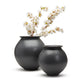 Black Round Vase Set Of 2 By Tozai Home | Vases | Modishstore -3