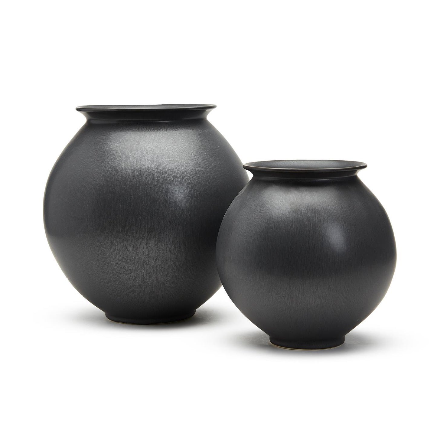 Black Round Vase Set Of 2 By Tozai Home | Vases | Modishstore -2