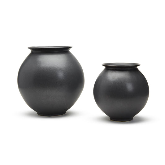 Black Round Vase Set Of 2 By Tozai Home | Vases | Modishstore