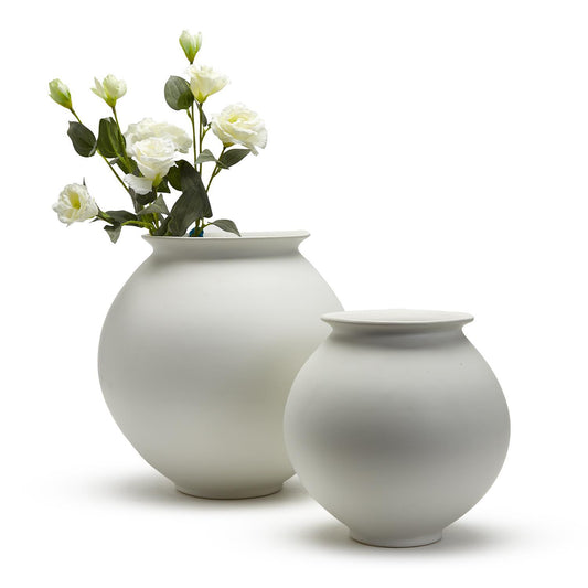 White Round Vase Set Of 2 By Tozai Home | Vases | Modishstore