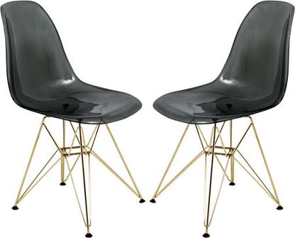 LeisureMod Cresco Molded Eiffel Side Chair with Gold Base, Set of 2 | Side Chairs | Modishstore