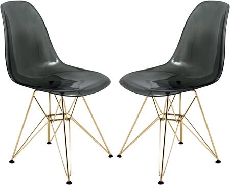 LeisureMod Cresco Molded Eiffel Side Chair with Gold Base, Set of 2 | Side Chairs | Modishstore