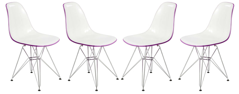 LeisureMod Cresco Molded 2-Tone Eiffel Side Chair, Set of 4 | Side Chairs | Modishstore - 2