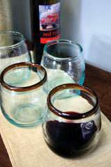 Kalalou Stemless Wine Glass Amber Rim - Set Of 6