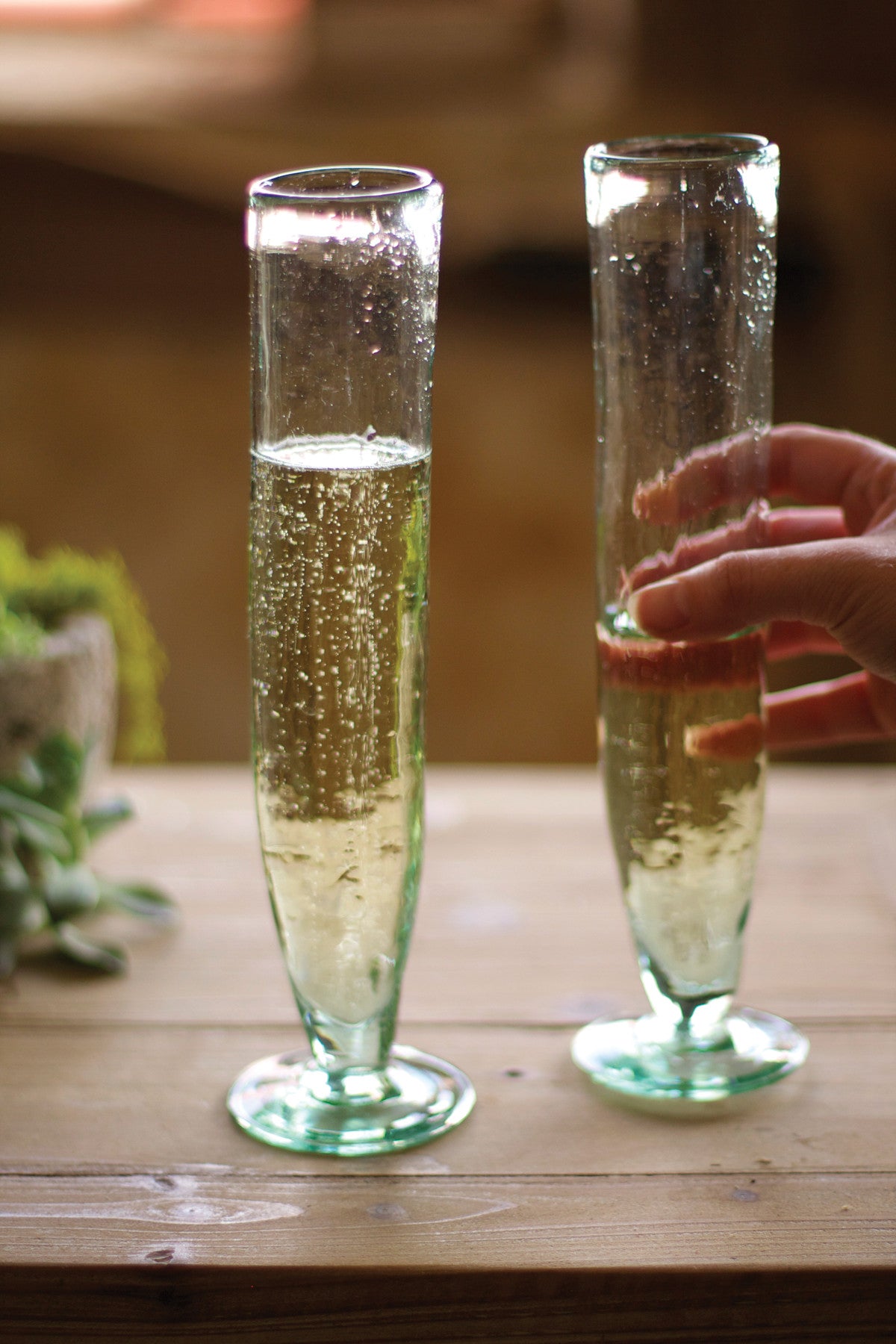 Kalalou Tall Recycled Champagne Flute | Modishstore | Drinkware
