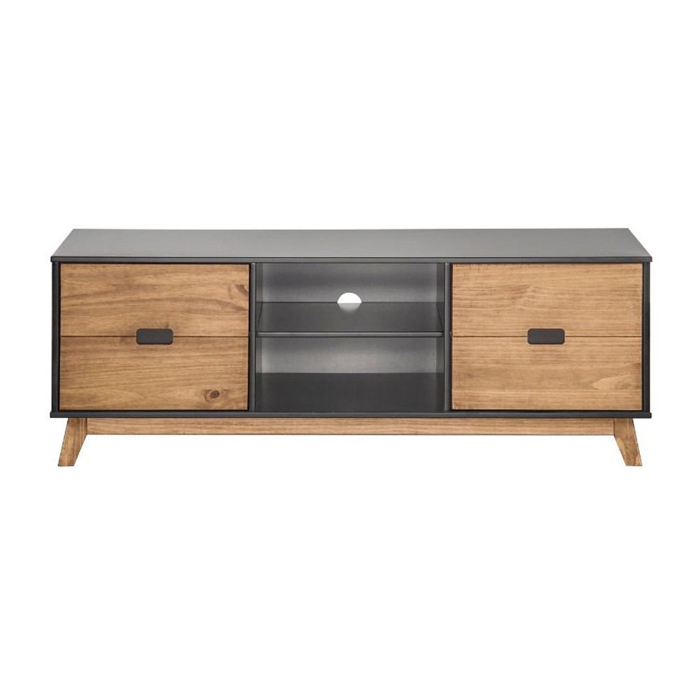 Manhattan Comfort Mid- Century Modern Vandalia 55.11" TV Stand 2.0 with Natural Wood Doors | TV Stands | Modishstore-5