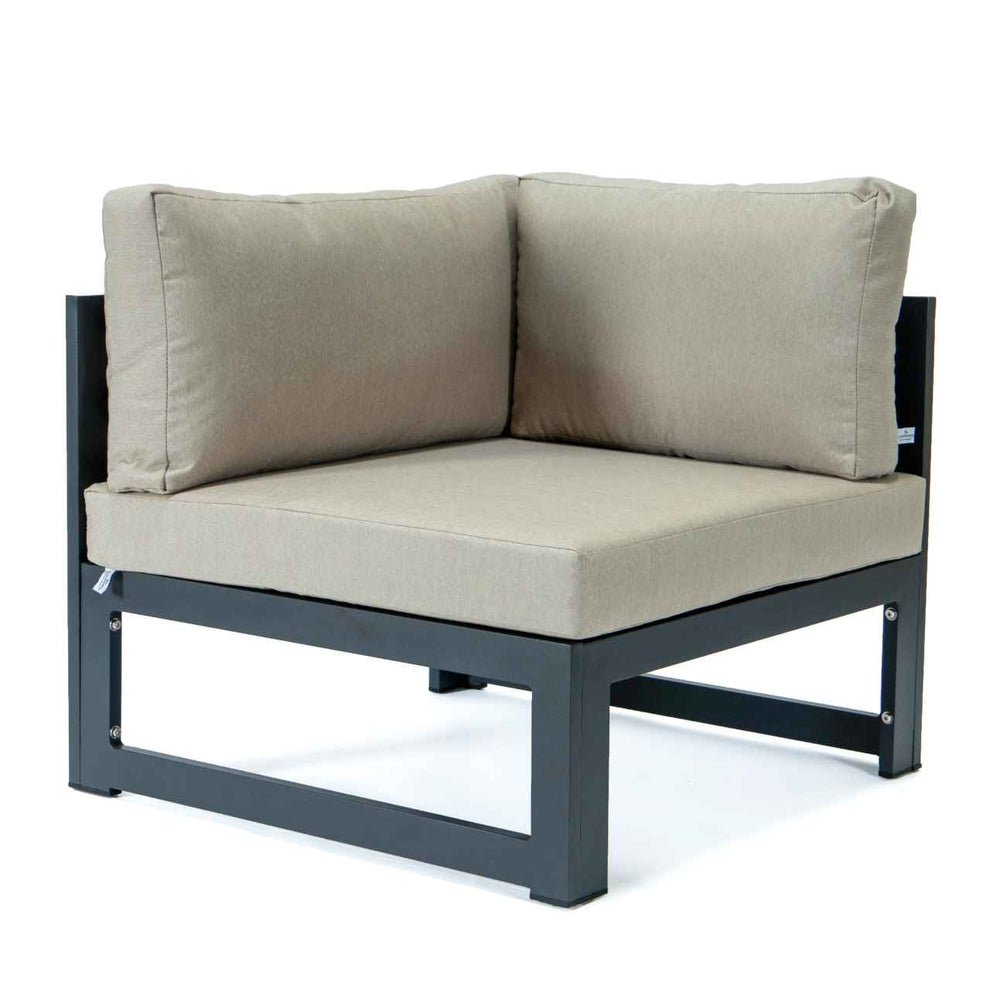 LeisureMod Chelsea 6-Piece Patio Sectional Black Aluminum With Cushions | Outdoor Sofas, Loveseats & Sectionals | Modishstore - 4