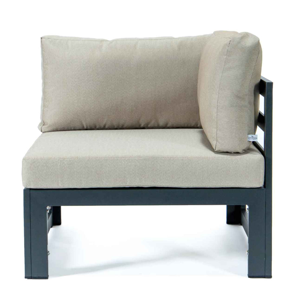 LeisureMod Chelsea 6-Piece Patio Sectional Black Aluminum With Cushions | Outdoor Sofas, Loveseats & Sectionals | Modishstore - 5