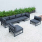 LeisureMod Chelsea 6-Piece Patio Sectional Black Aluminum With Cushions | Outdoor Sofas, Loveseats & Sectionals | Modishstore - 9