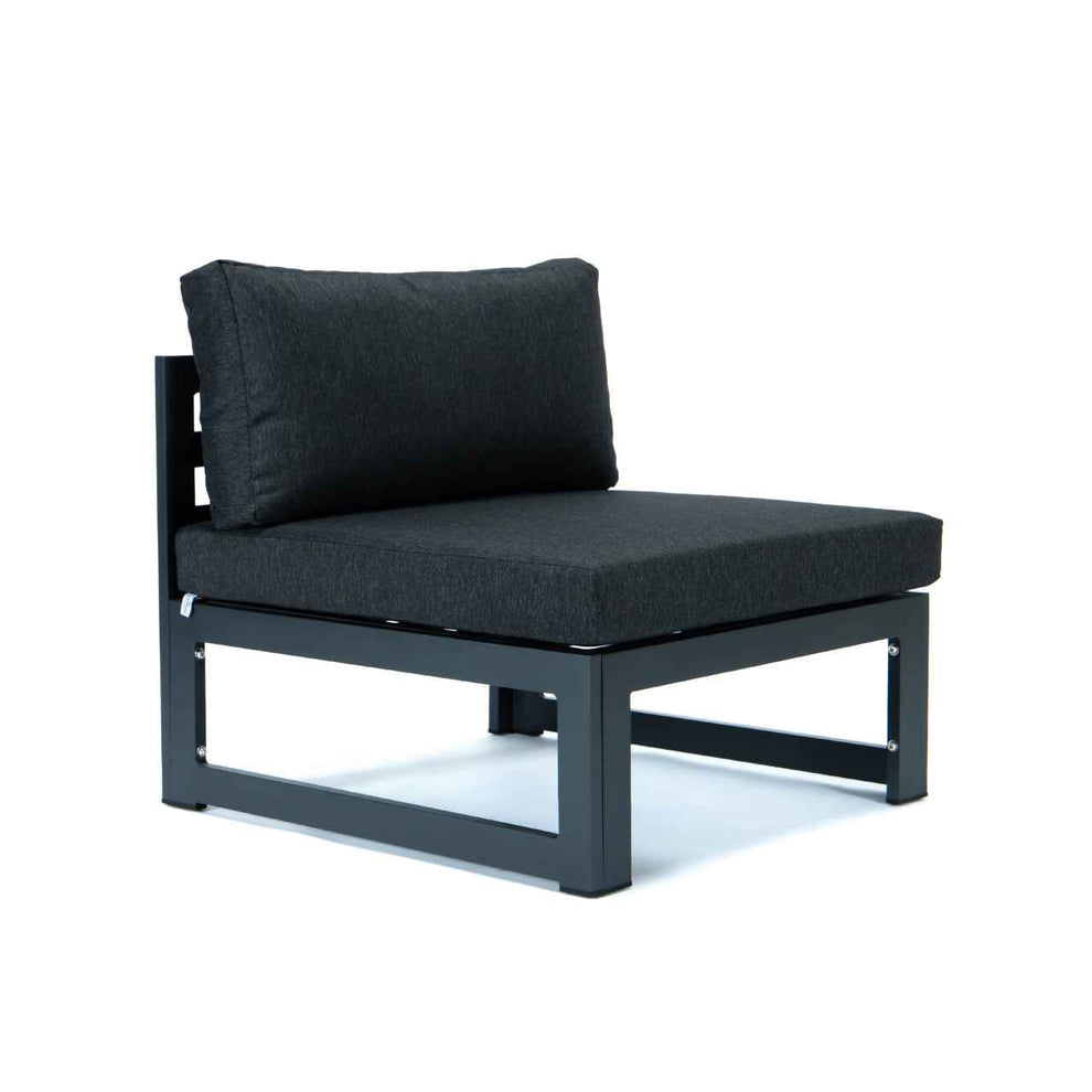 LeisureMod Chelsea 6-Piece Patio Sectional Black Aluminum With Cushions | Outdoor Sofas, Loveseats & Sectionals | Modishstore - 11