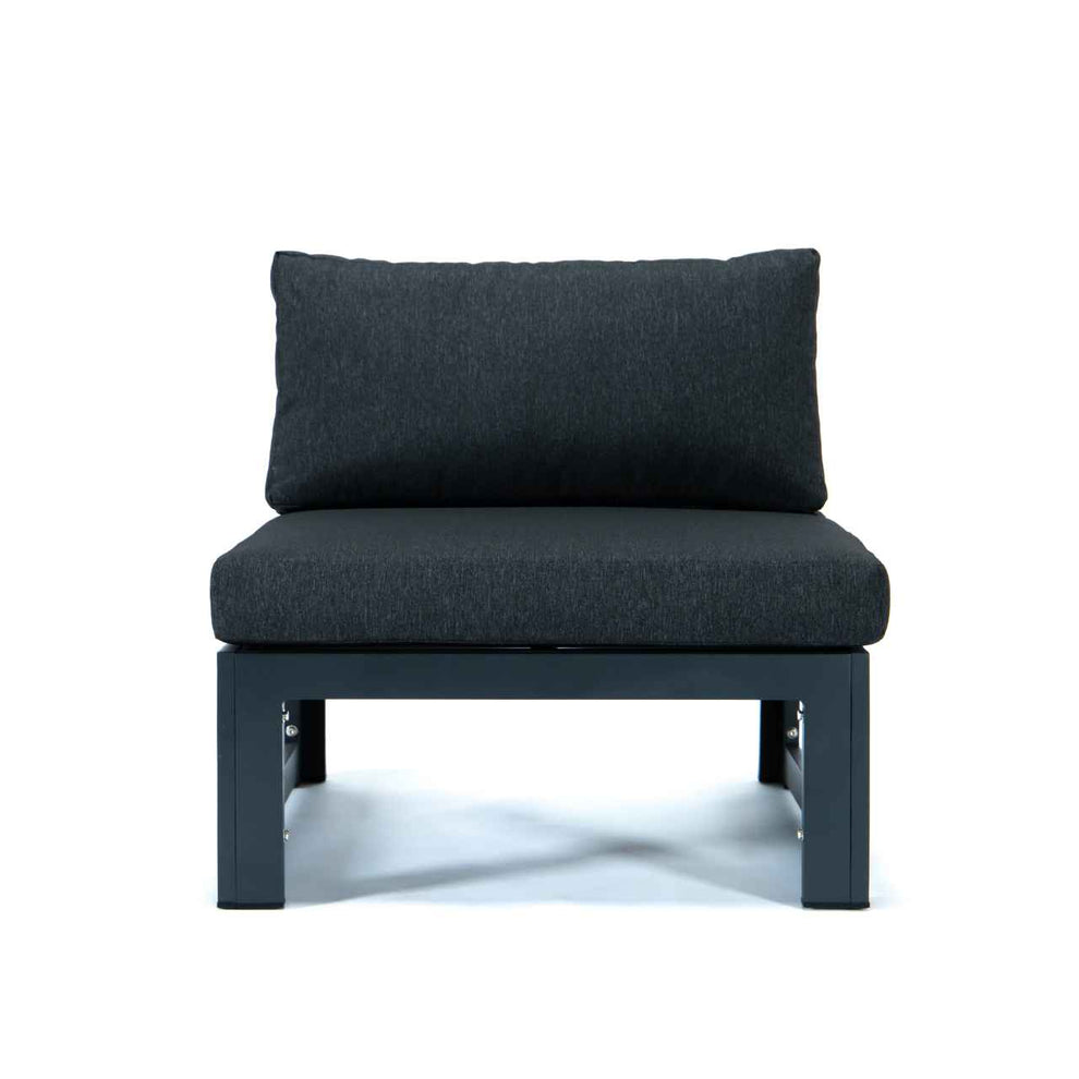 LeisureMod Chelsea 7-Piece Patio Sectional And Fire Pit Table Black Aluminum With Cushions | Outdoor Sofas, Loveseats & Sectionals | Modishstore - 18