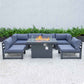 LeisureMod Chelsea 7-Piece Patio Sectional And Fire Pit Table Black Aluminum With Cushions | Outdoor Sofas, Loveseats & Sectionals | Modishstore - 21