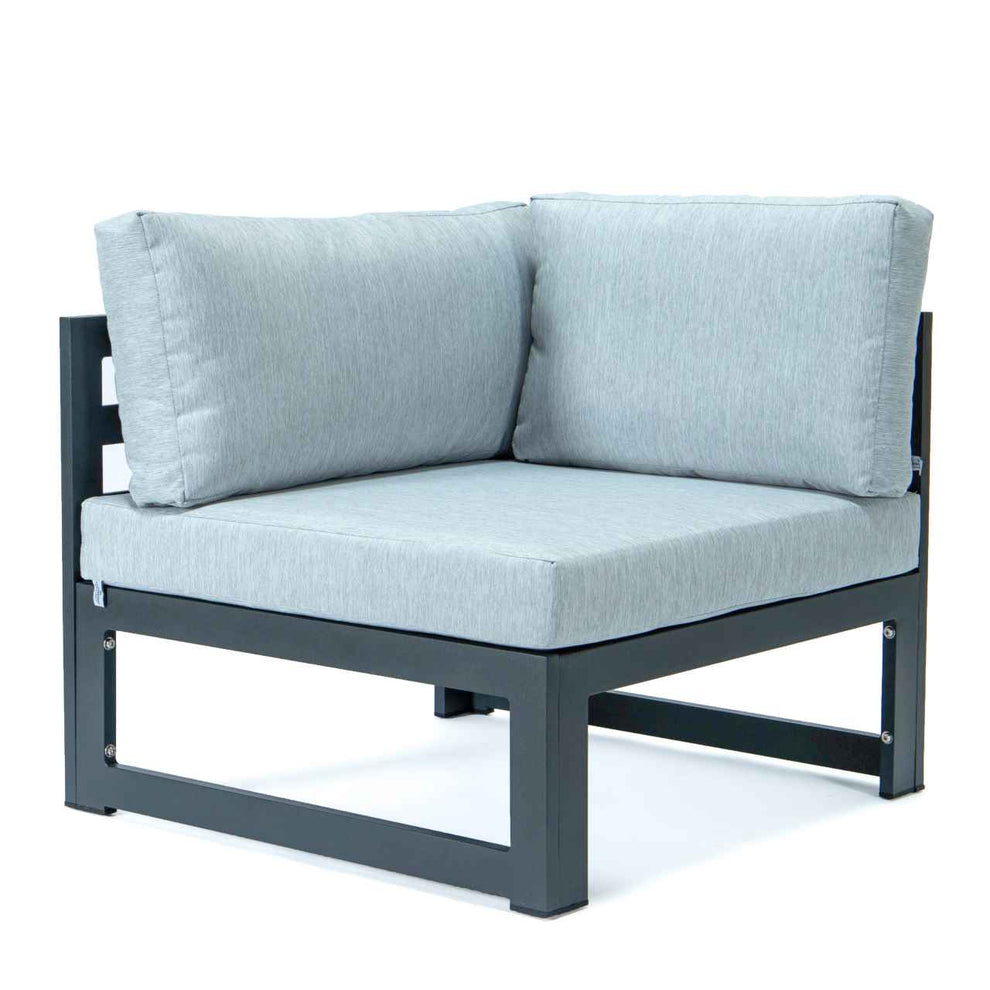 LeisureMod Chelsea 7-Piece Patio Sectional And Fire Pit Table Black Aluminum With Cushions | Outdoor Sofas, Loveseats & Sectionals | Modishstore - 32