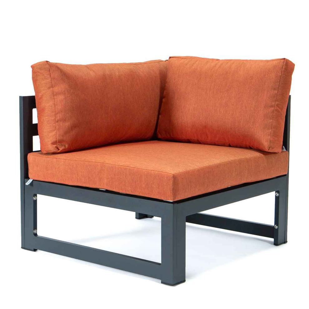 LeisureMod Chelsea 7-Piece Patio Sectional And Fire Pit Table Black Aluminum With Cushions | Outdoor Sofas, Loveseats & Sectionals | Modishstore - 42
