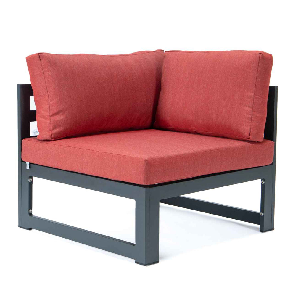 LeisureMod Chelsea 7-Piece Patio Sectional And Fire Pit Table Black Aluminum With Cushions | Outdoor Sofas, Loveseats & Sectionals | Modishstore - 52