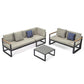 LeisureMod Chelsea Black Sectional With Adjustable Headrest & Coffee Table With Two Tone Cushions | Outdoor Sofas, Loveseats & Sectionals | Modishstore - 4