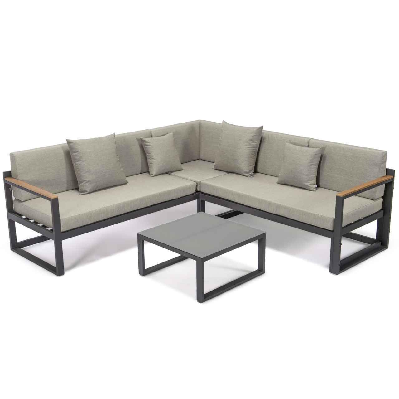 LeisureMod Chelsea Black Sectional With Adjustable Headrest & Coffee Table With Cushions | Outdoor Sofas, Loveseats & Sectionals | Modishstore - 16