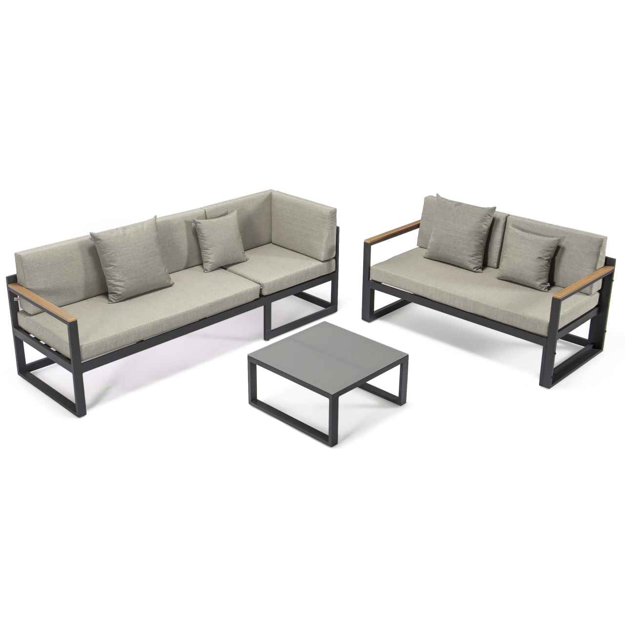 LeisureMod Chelsea Black Sectional With Adjustable Headrest & Coffee Table With Cushions | Outdoor Sofas, Loveseats & Sectionals | Modishstore - 4
