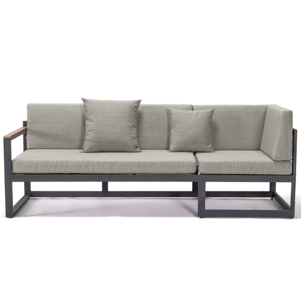 LeisureMod Chelsea Black Sectional With Adjustable Headrest & Coffee Table With Cushions | Outdoor Sofas, Loveseats & Sectionals | Modishstore - 12