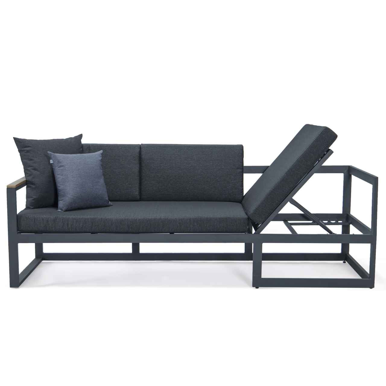 LeisureMod Chelsea Black Sectional With Adjustable Headrest & Coffee Table With Two Tone Cushions | Outdoor Sofas, Loveseats & Sectionals | Modishstore - 24