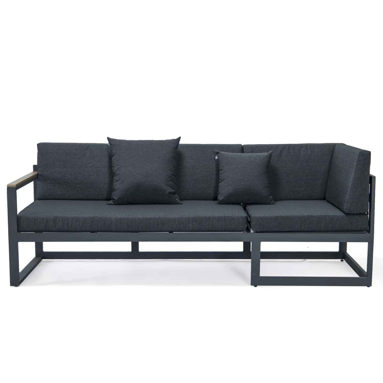 LeisureMod Chelsea Black Sectional With Adjustable Headrest & Coffee Table With Cushions | Outdoor Sofas, Loveseats & Sectionals | Modishstore - 24