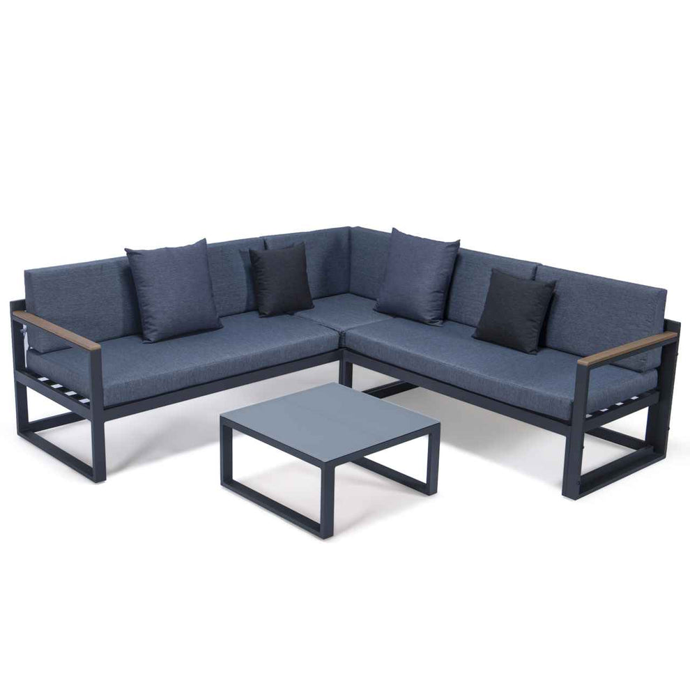 LeisureMod Chelsea Black Sectional With Adjustable Headrest & Coffee Table With Cushions | Outdoor Sofas, Loveseats & Sectionals | Modishstore - 46