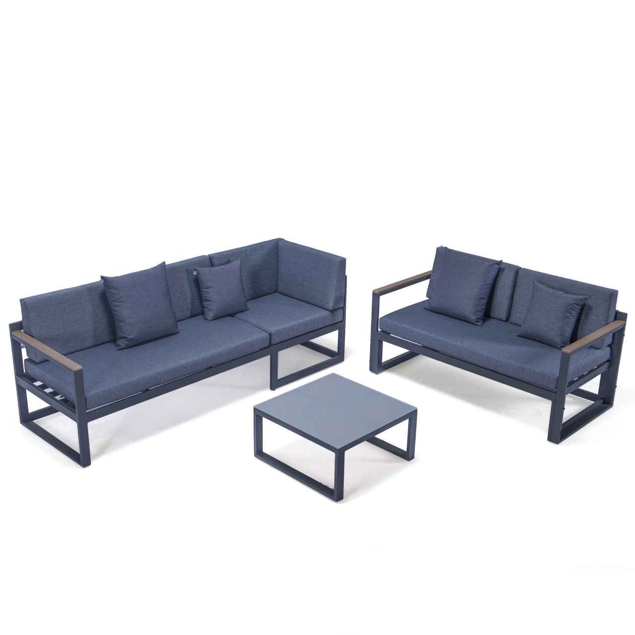 LeisureMod Chelsea Black Sectional With Adjustable Headrest & Coffee Table With Cushions | Outdoor Sofas, Loveseats & Sectionals | Modishstore - 35