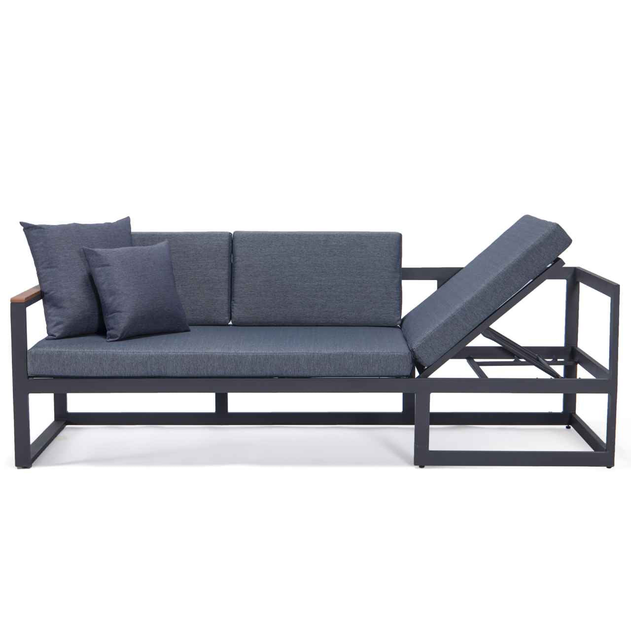 LeisureMod Chelsea Black Sectional With Adjustable Headrest & Coffee Table With Cushions | Outdoor Sofas, Loveseats & Sectionals | Modishstore - 43