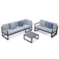 LeisureMod Chelsea Black Sectional With Adjustable Headrest & Coffee Table With Two Tone Cushions | Outdoor Sofas, Loveseats & Sectionals | Modishstore - 49
